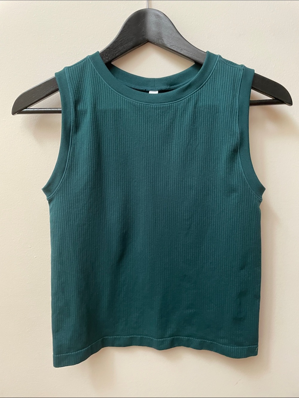 Shambhala Ribbed Sleeveless Tank Top in Teal Green Stretchy Workout Top